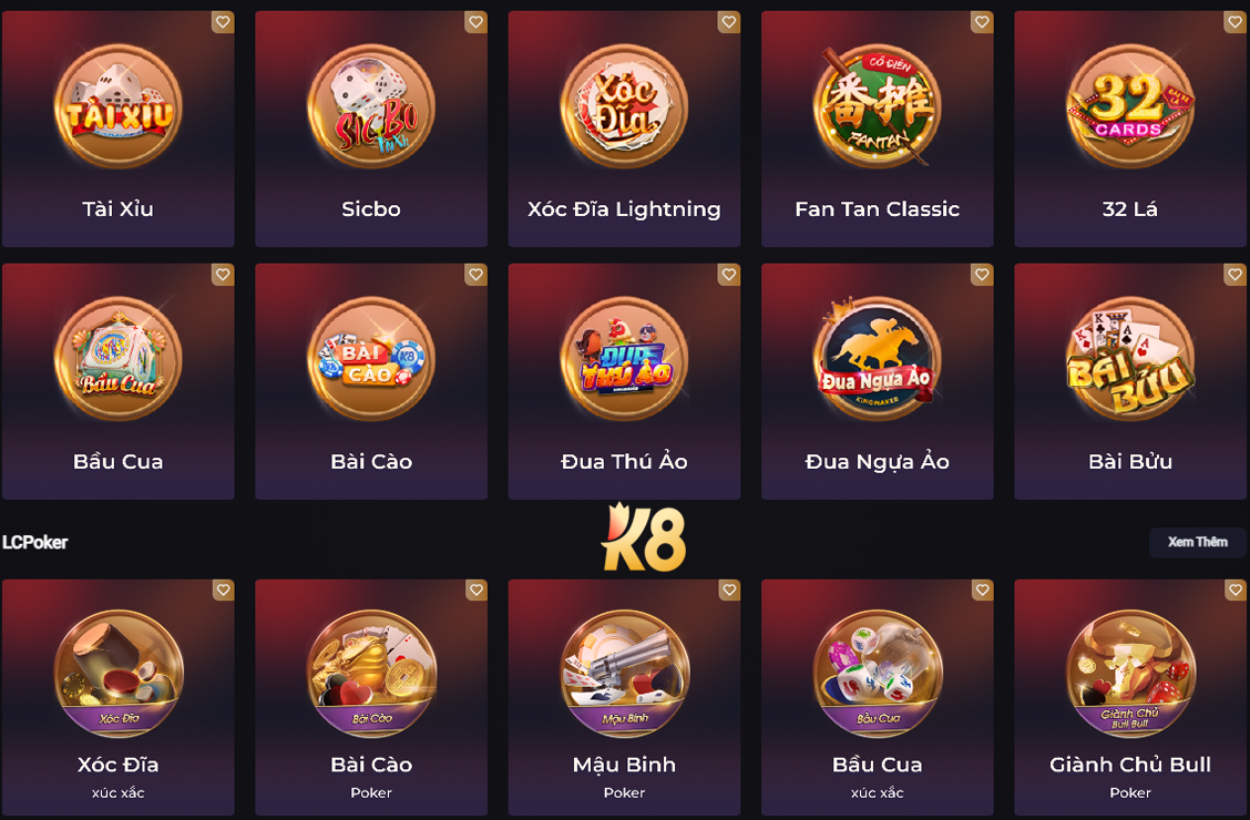 K8 | K8BET ✔️ Link đăng ký K8 chính thức mới nhất 2025 37 Đầy đủ game bài dân gian và hiện đại