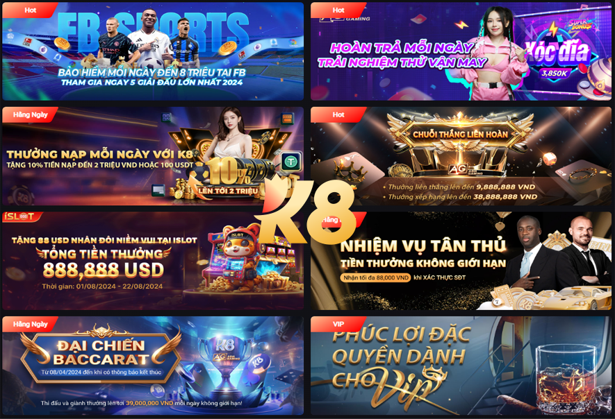 K8 | K8BET ✔️ Link đăng ký K8 chính thức mới nhất 2025 31 Rất nhiều ưu đãi khủng dành cho hội viên của nhà cái K8
